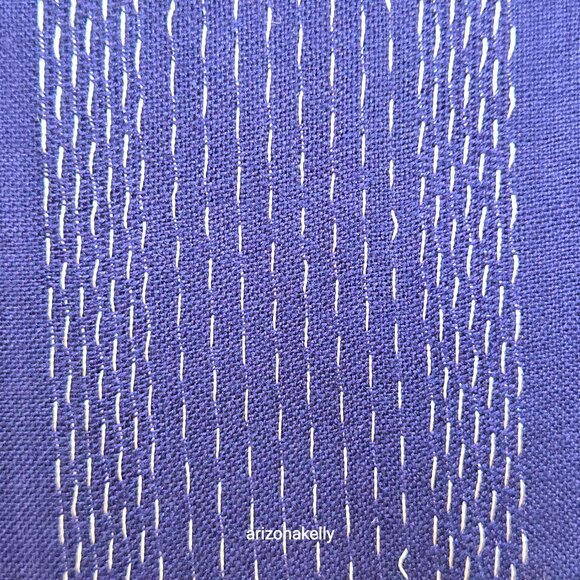 Blue Lightweight Summer Scarf with White Stitch Detail - Picture 10 of 13